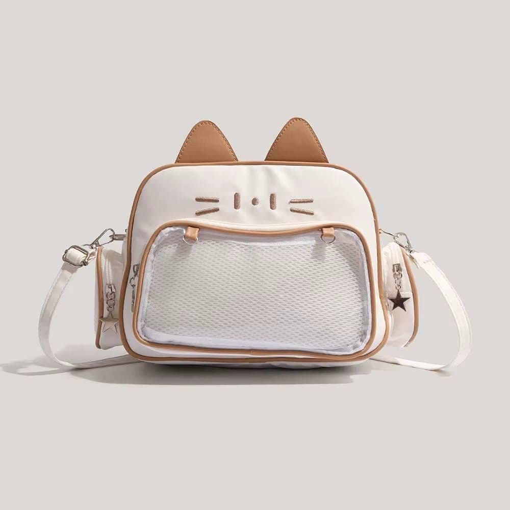 Cartera gato blanca con café