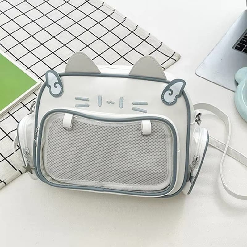 Cartera gato blanca con celeste