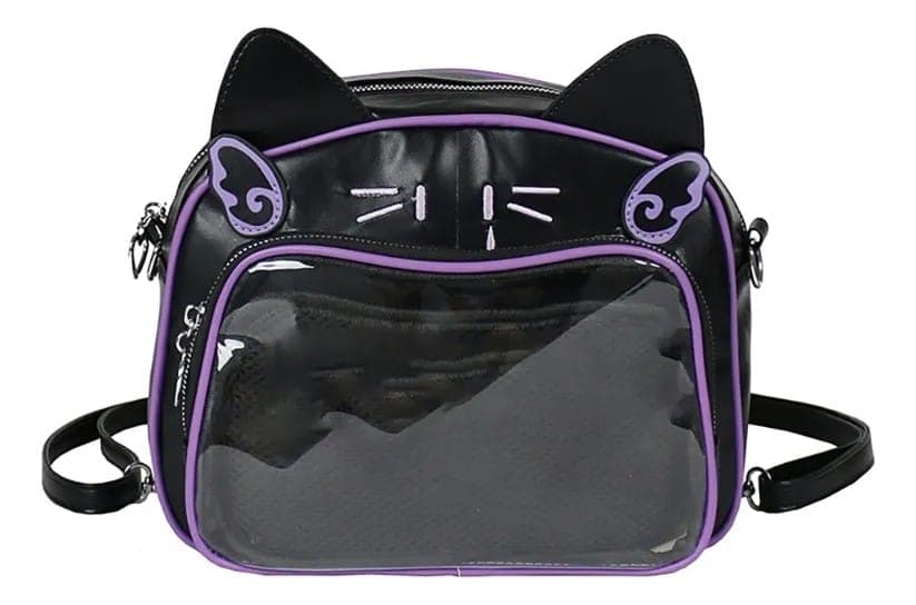 Cartera gato negra con morado